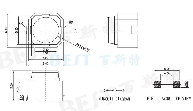 輕觸開(kāi)關(guān)TS-0603參考圖紙
